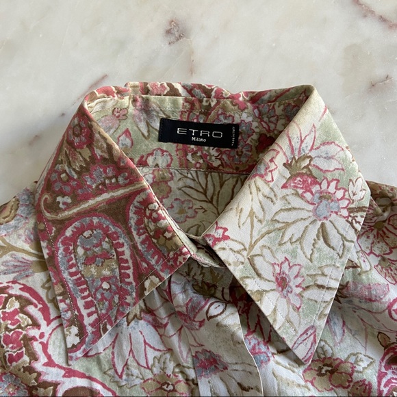Etro Milan Paisley Button-Down Shirt | Size 42 | Large Exaggerated Collar - Picture 7 of 9